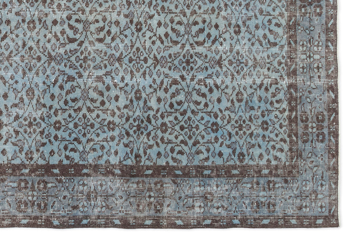 Blue Over Dyed Vintage Rug 5&#39;6&#39;&#39; x 8&#39;4&#39;&#39; ft 167 x 253 cm
