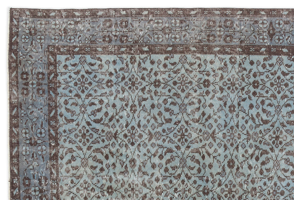 Blue Over Dyed Vintage Rug 5'6'' x 8'4'' ft 167 x 253 cm