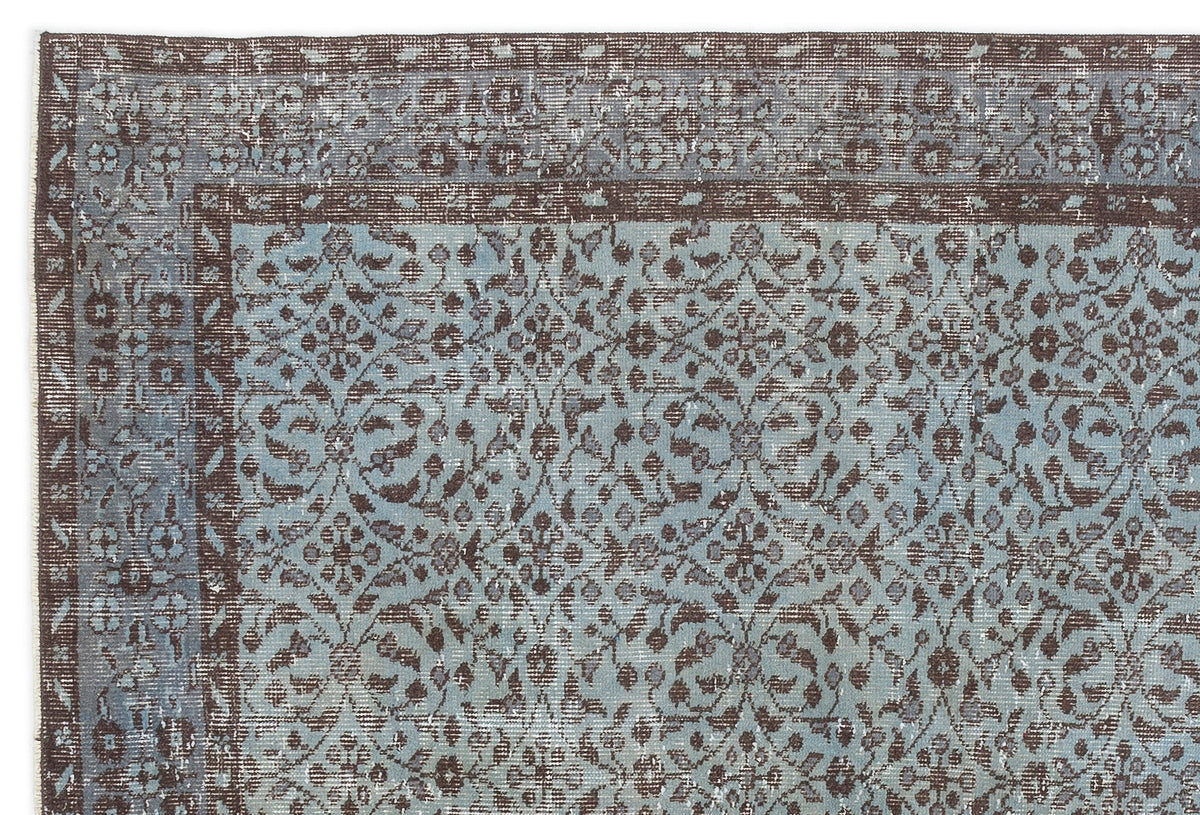 Blue Over Dyed Vintage Rug 5&#39;6&#39;&#39; x 8&#39;4&#39;&#39; ft 167 x 253 cm
