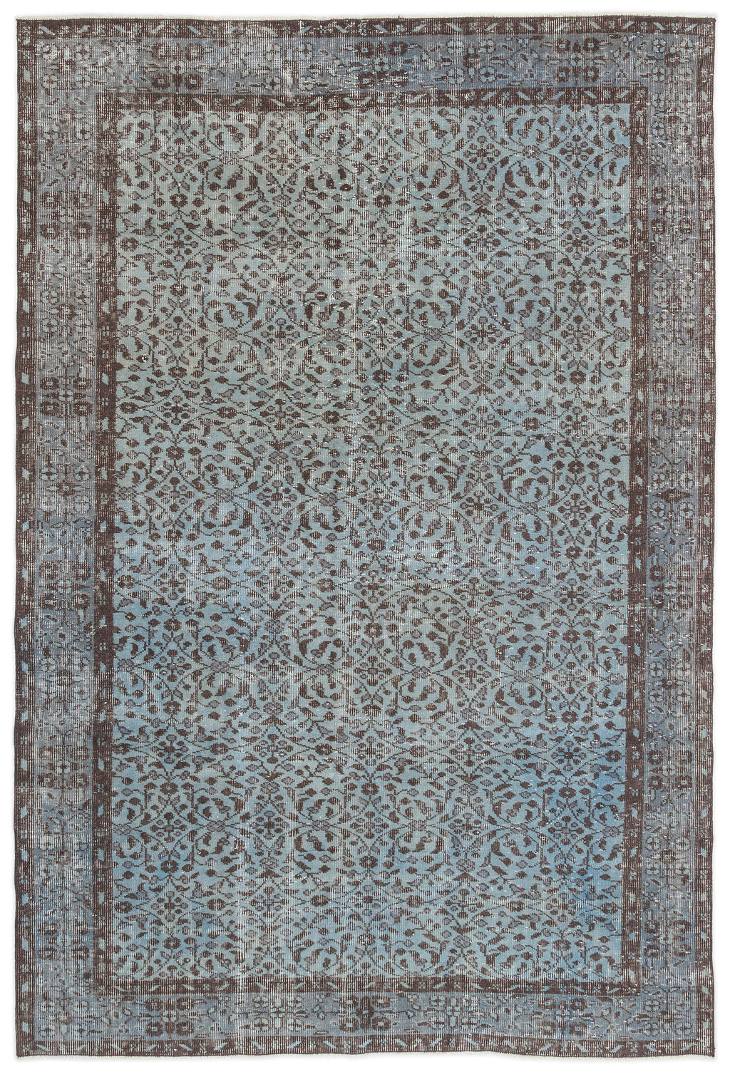 Blue Over Dyed Vintage Rug 5'6'' x 8'4'' ft 167 x 253 cm