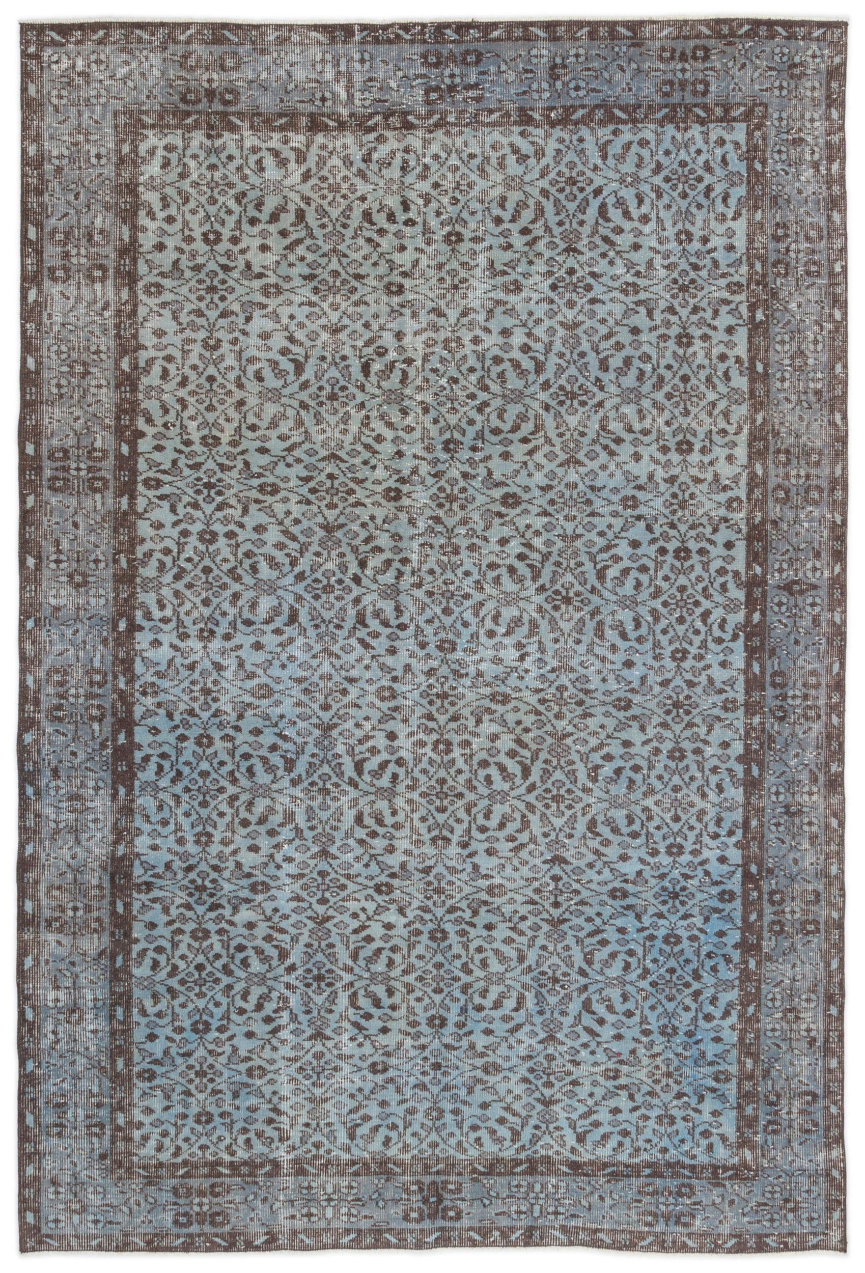 Blue Over Dyed Vintage Rug 5'6'' x 8'4'' ft 167 x 253 cm