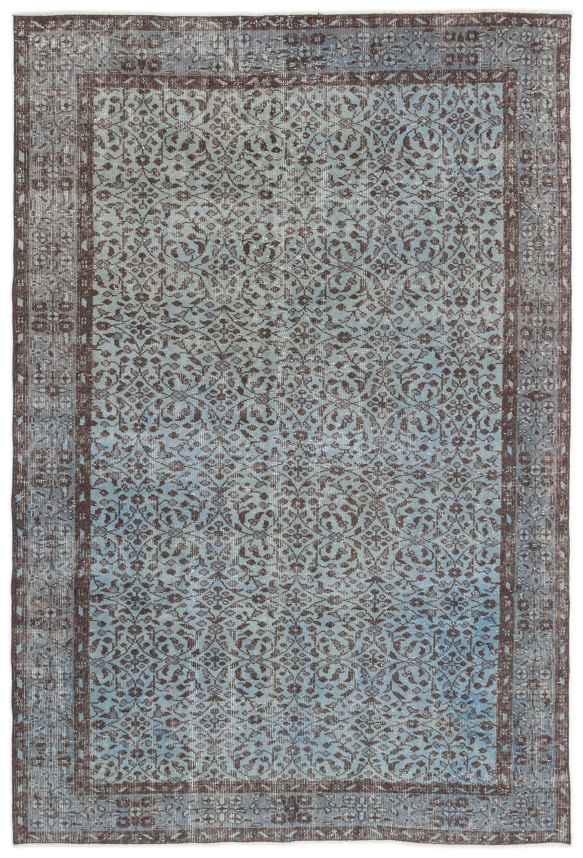 Blue Over Dyed Vintage Rug 5&#39;6&#39;&#39; x 8&#39;4&#39;&#39; ft 167 x 253 cm