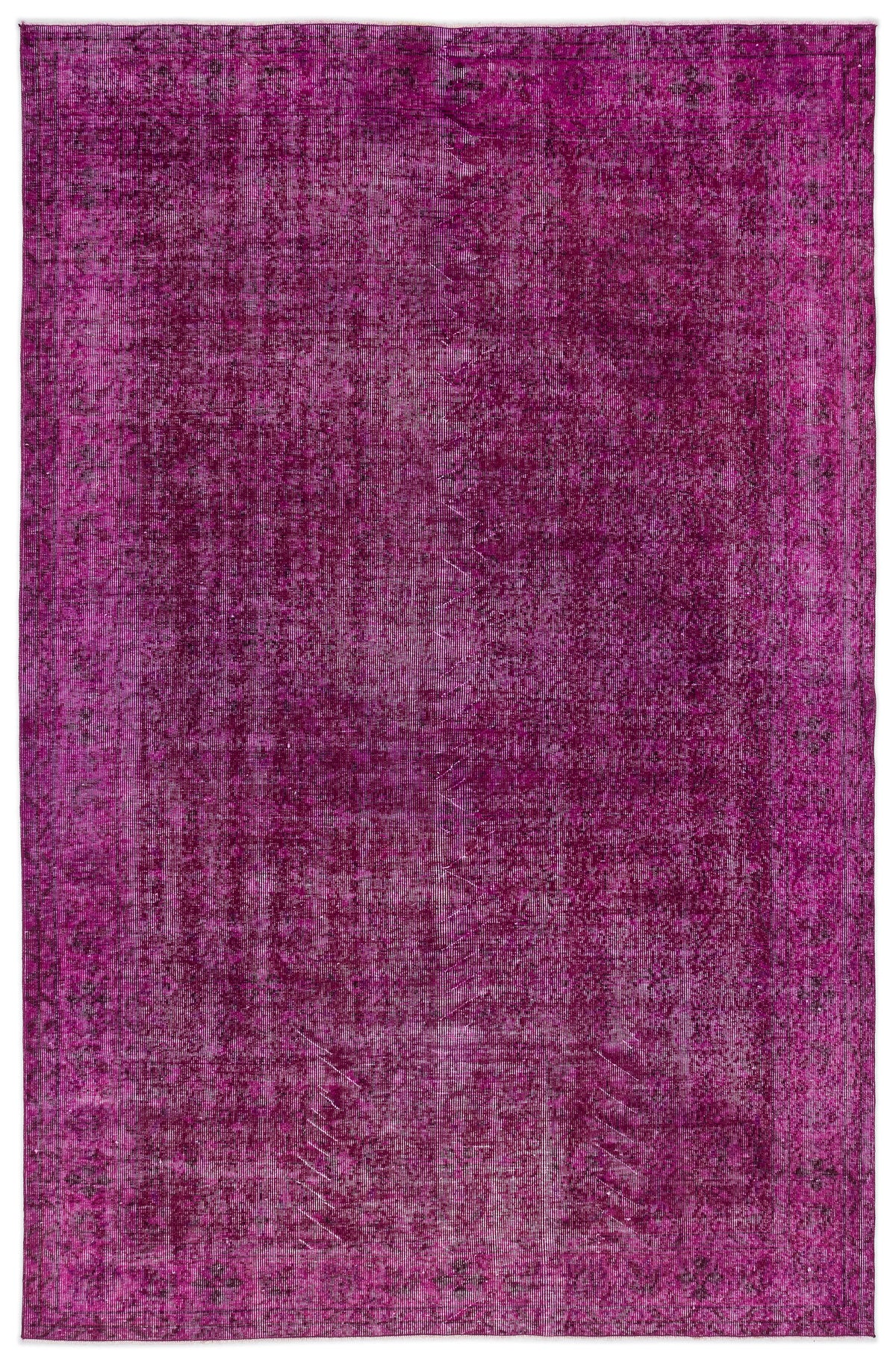 Fuchsia Over Dyed Vintage Rug 6&#39;3&#39;&#39; x 9&#39;7&#39;&#39; ft 191 x 292 cm