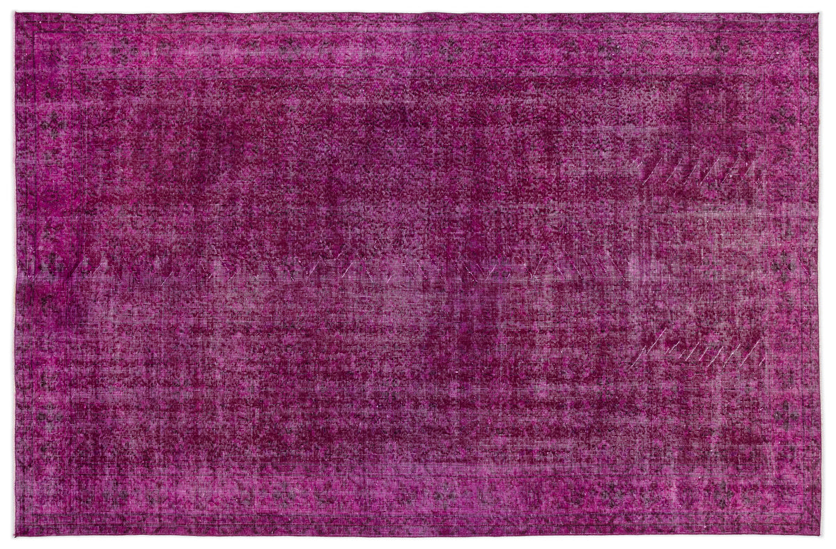Fuchsia Over Dyed Vintage Rug 6&#39;3&#39;&#39; x 9&#39;7&#39;&#39; ft 191 x 292 cm