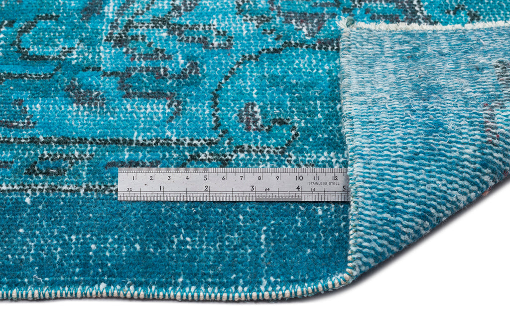 Turquoise  Over Dyed Vintage Rug 5'10'' x 9'3'' ft 178 x 283 cm