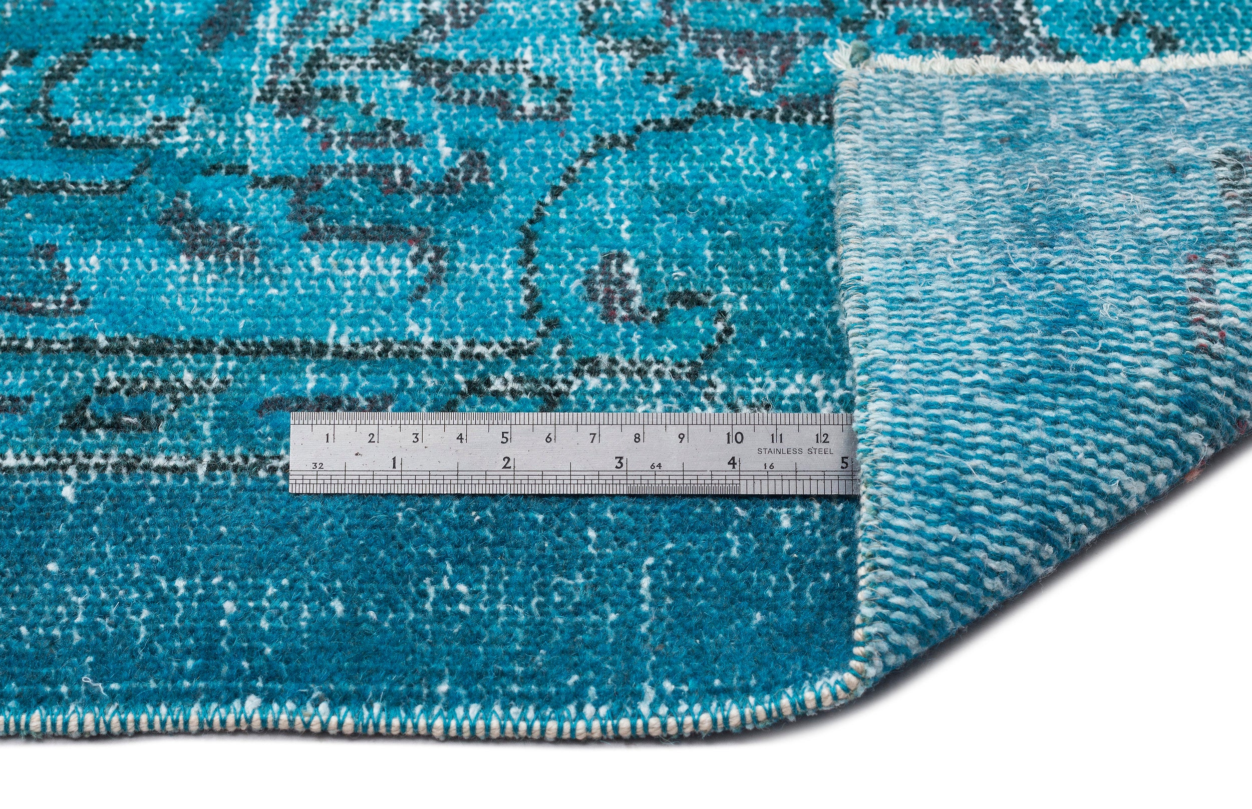 Turquoise  Over Dyed Vintage Rug 5'10'' x 9'3'' ft 178 x 283 cm
