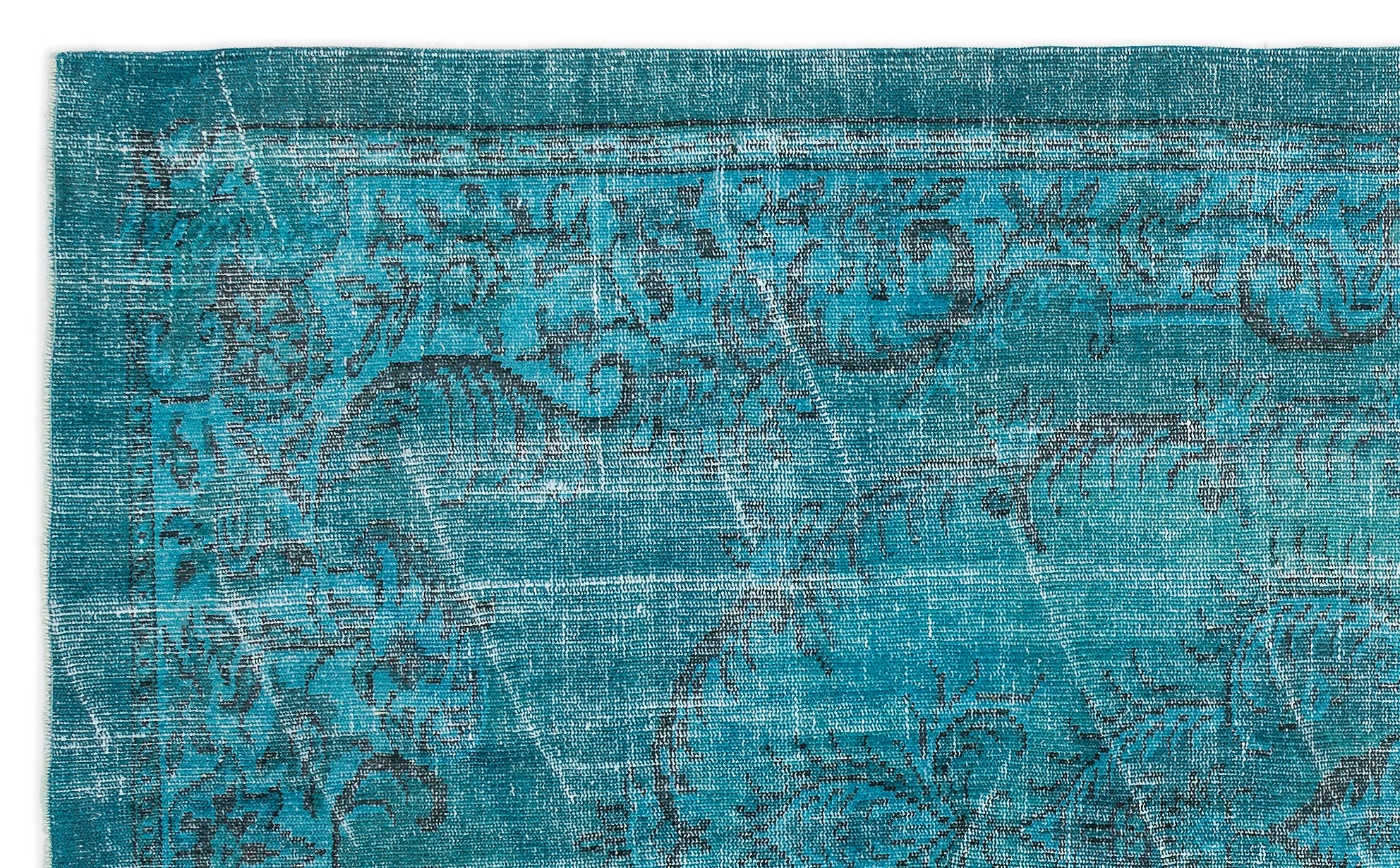 Turquoise  Over Dyed Vintage Rug 5'10'' x 9'3'' ft 178 x 283 cm