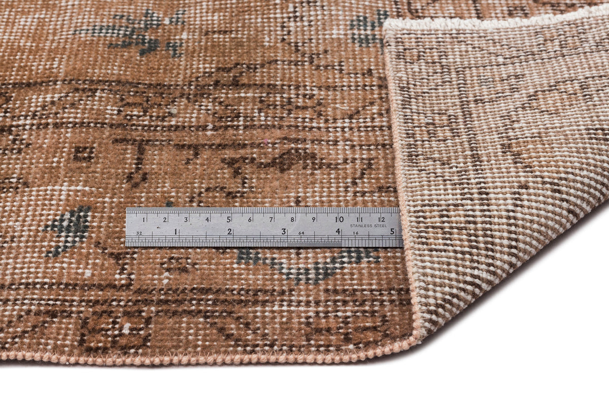 Brown Over Dyed Vintage Rug 5&#39;2&#39;&#39; x 8&#39;8&#39;&#39; ft 158 x 265 cm