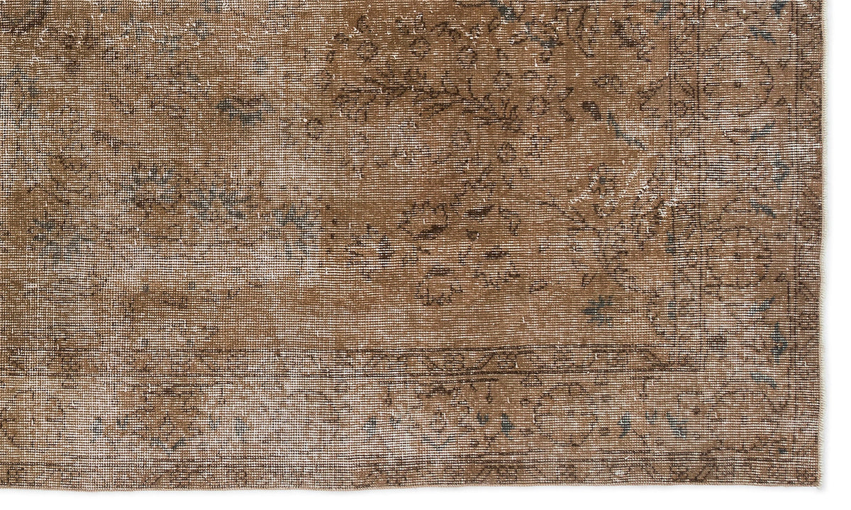 Brown Over Dyed Vintage Rug 5&#39;2&#39;&#39; x 8&#39;8&#39;&#39; ft 158 x 265 cm