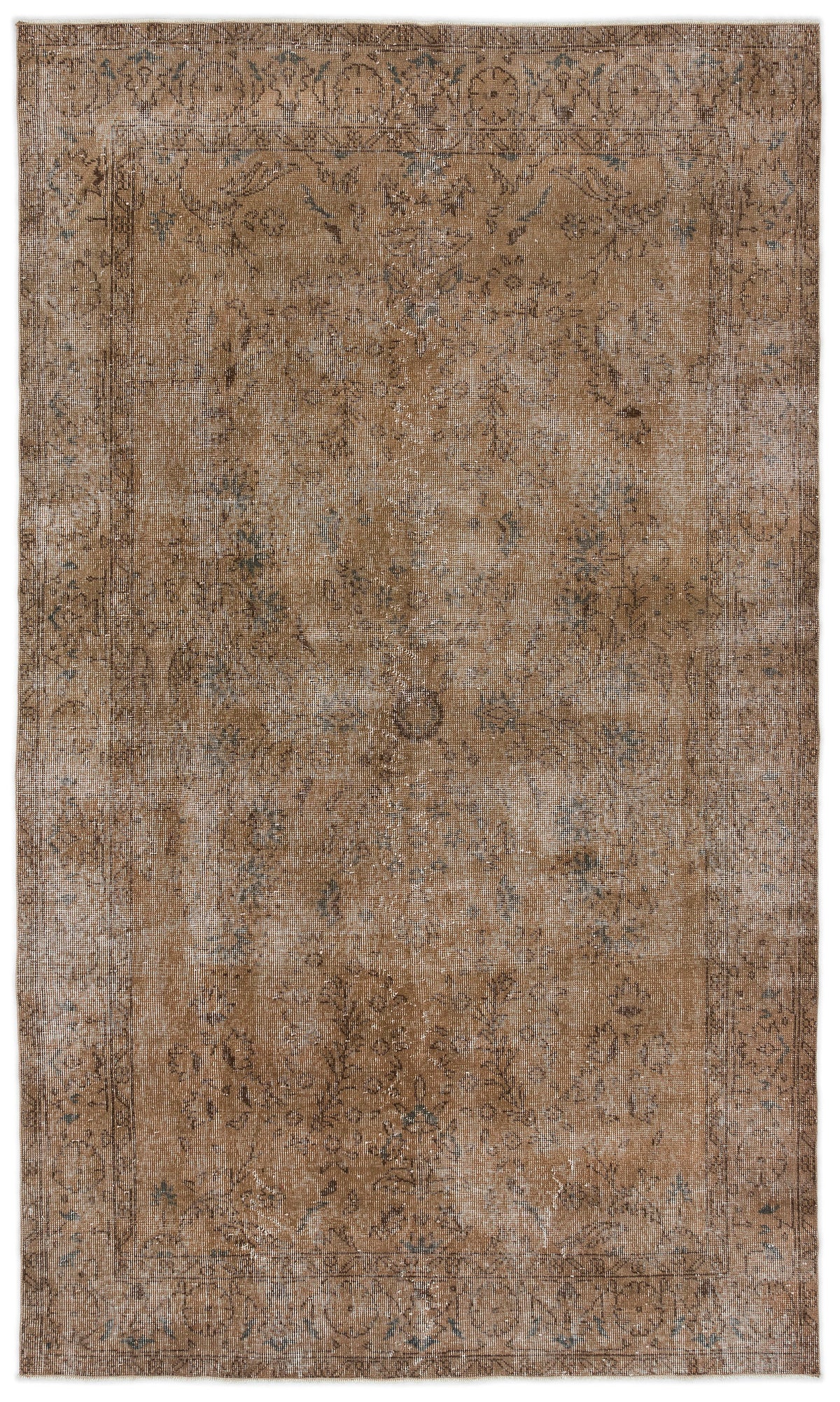 Brown Over Dyed Vintage Rug 5&#39;2&#39;&#39; x 8&#39;8&#39;&#39; ft 158 x 265 cm