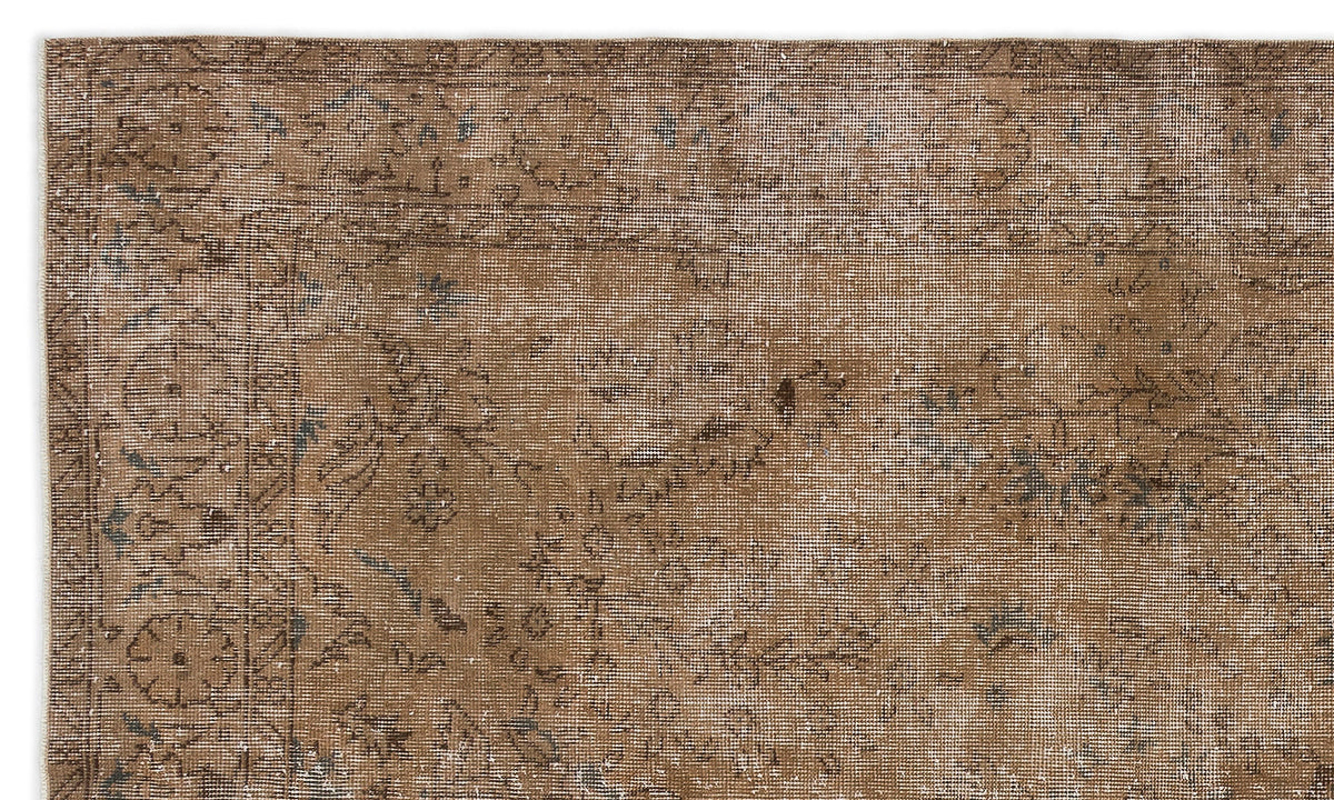 Brown Over Dyed Vintage Rug 5&#39;2&#39;&#39; x 8&#39;8&#39;&#39; ft 158 x 265 cm