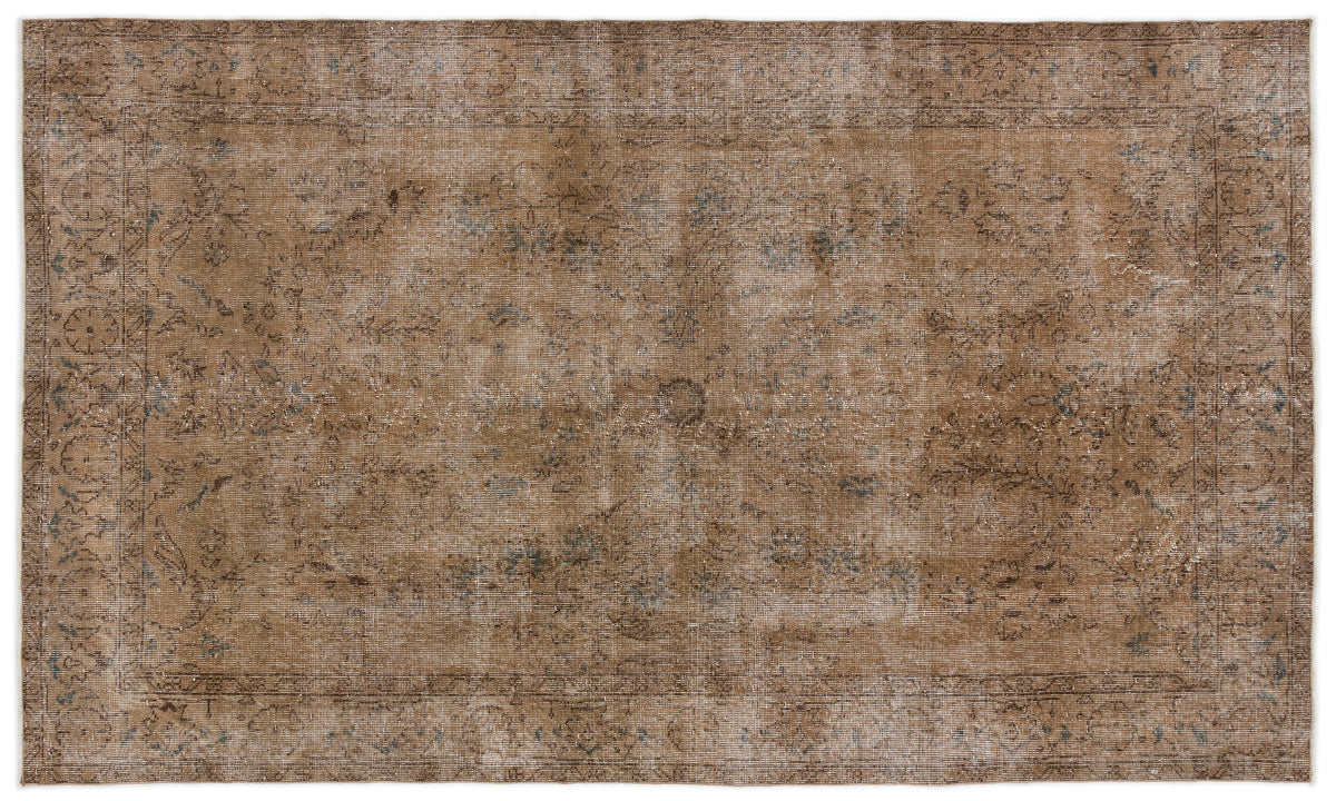 Brown Over Dyed Vintage Rug 5&#39;2&#39;&#39; x 8&#39;8&#39;&#39; ft 158 x 265 cm