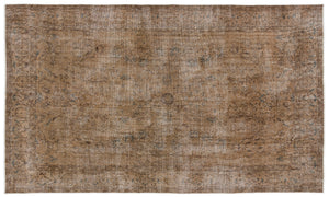 Brown Over Dyed Vintage Rug 5'2'' x 8'8'' ft 158 x 265 cm