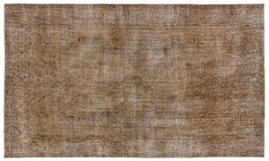 Brown Over Dyed Vintage Rug 5'2'' x 8'8'' ft 158 x 265 cm