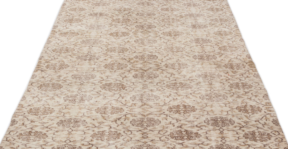 Beige Over Dyed Vintage Rug 4&#39;9&#39;&#39; x 7&#39;10&#39;&#39; ft 145 x 238 cm