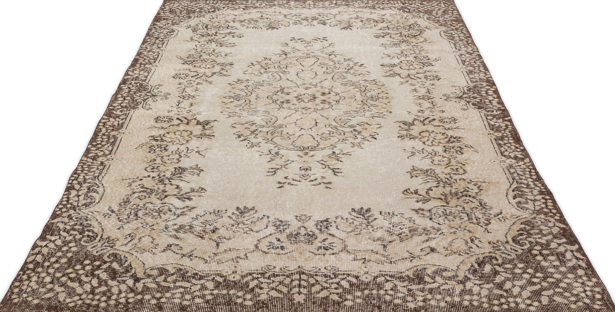 Beige Over Dyed Vintage Rug 5&#39;8&#39;&#39; x 9&#39;5&#39;&#39; ft 173 x 288 cm