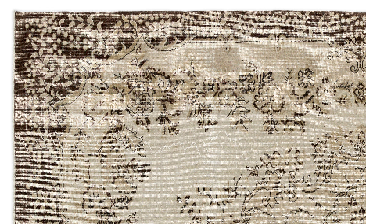 Beige Over Dyed Vintage Rug 5&#39;8&#39;&#39; x 9&#39;5&#39;&#39; ft 173 x 288 cm