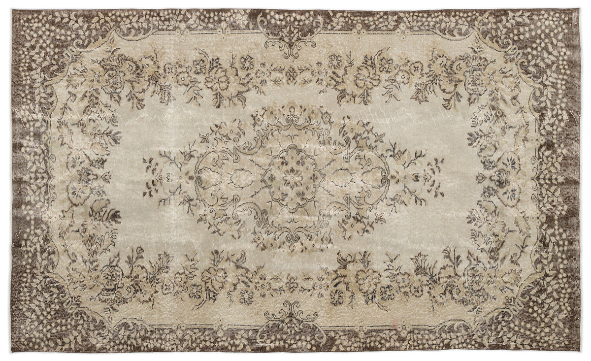 Beige Over Dyed Vintage Rug 5&#39;8&#39;&#39; x 9&#39;5&#39;&#39; ft 173 x 288 cm