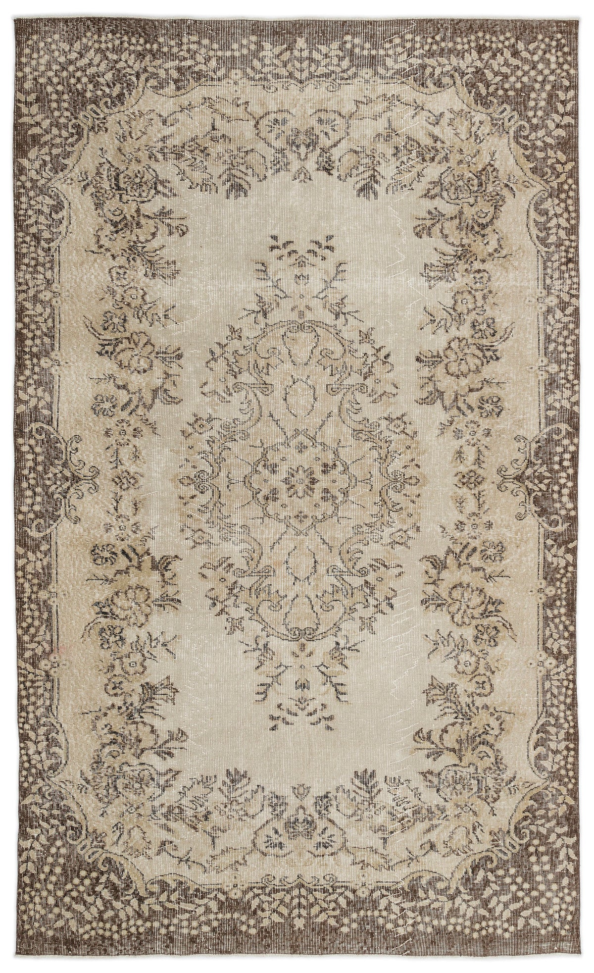 Beige Over Dyed Vintage Rug 5&#39;8&#39;&#39; x 9&#39;5&#39;&#39; ft 173 x 288 cm
