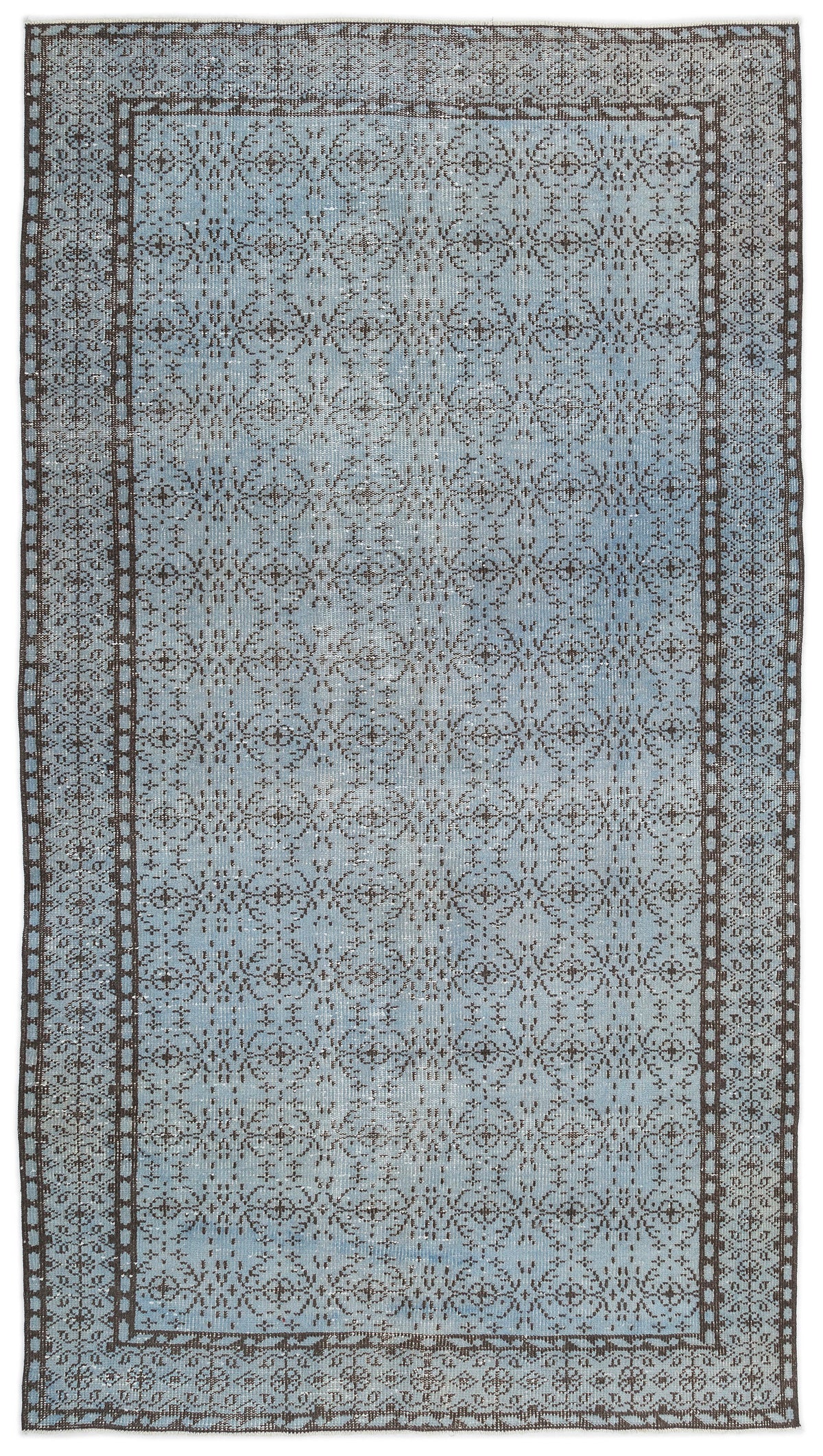 Blue Over Dyed Vintage Rug 4&#39;11&#39;&#39; x 8&#39;9&#39;&#39; ft 149 x 267 cm