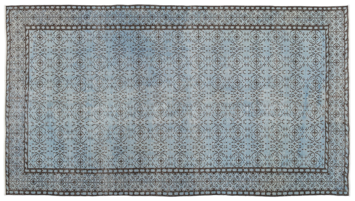 Blue Over Dyed Vintage Rug 4&#39;11&#39;&#39; x 8&#39;9&#39;&#39; ft 149 x 267 cm