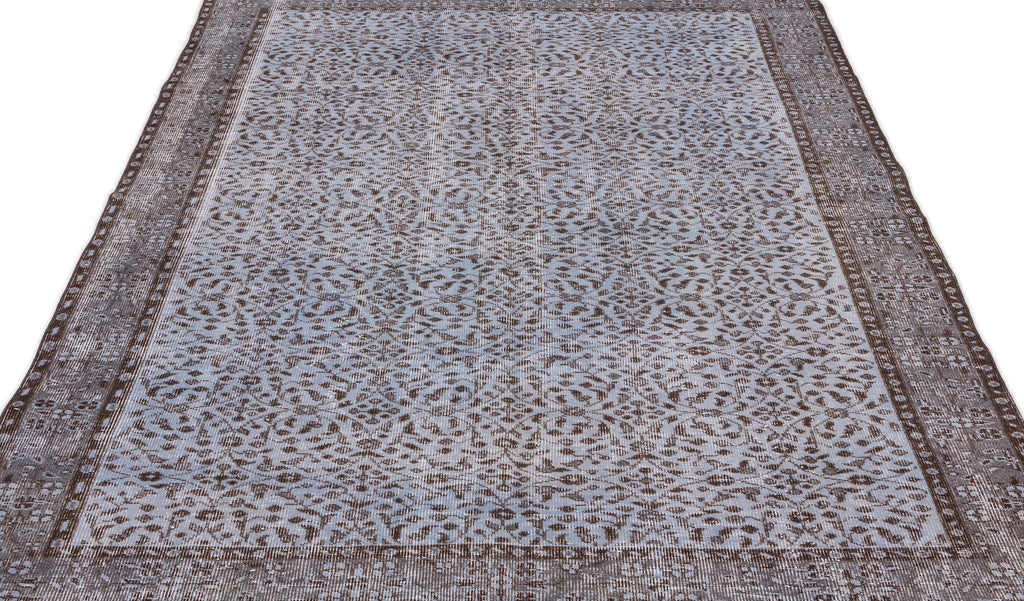 Blue Over Dyed Vintage Rug 5'5'' x 9'1'' ft 165 x 276 cm