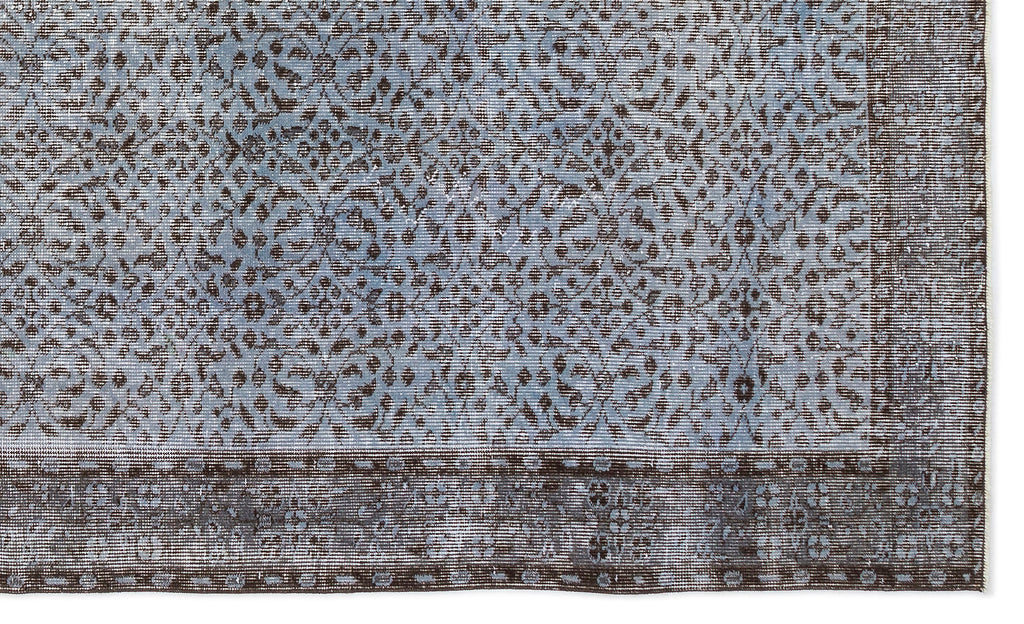 Blue Over Dyed Vintage Rug 5'5'' x 9'1'' ft 165 x 276 cm