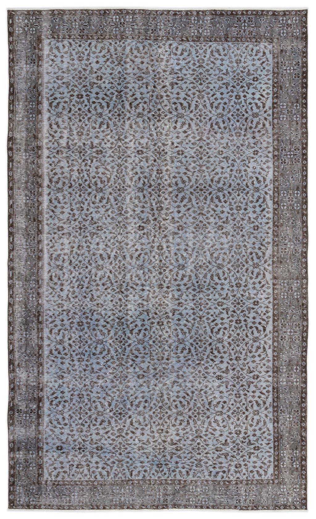 Blue Over Dyed Vintage Rug 5'5'' x 9'1'' ft 165 x 276 cm