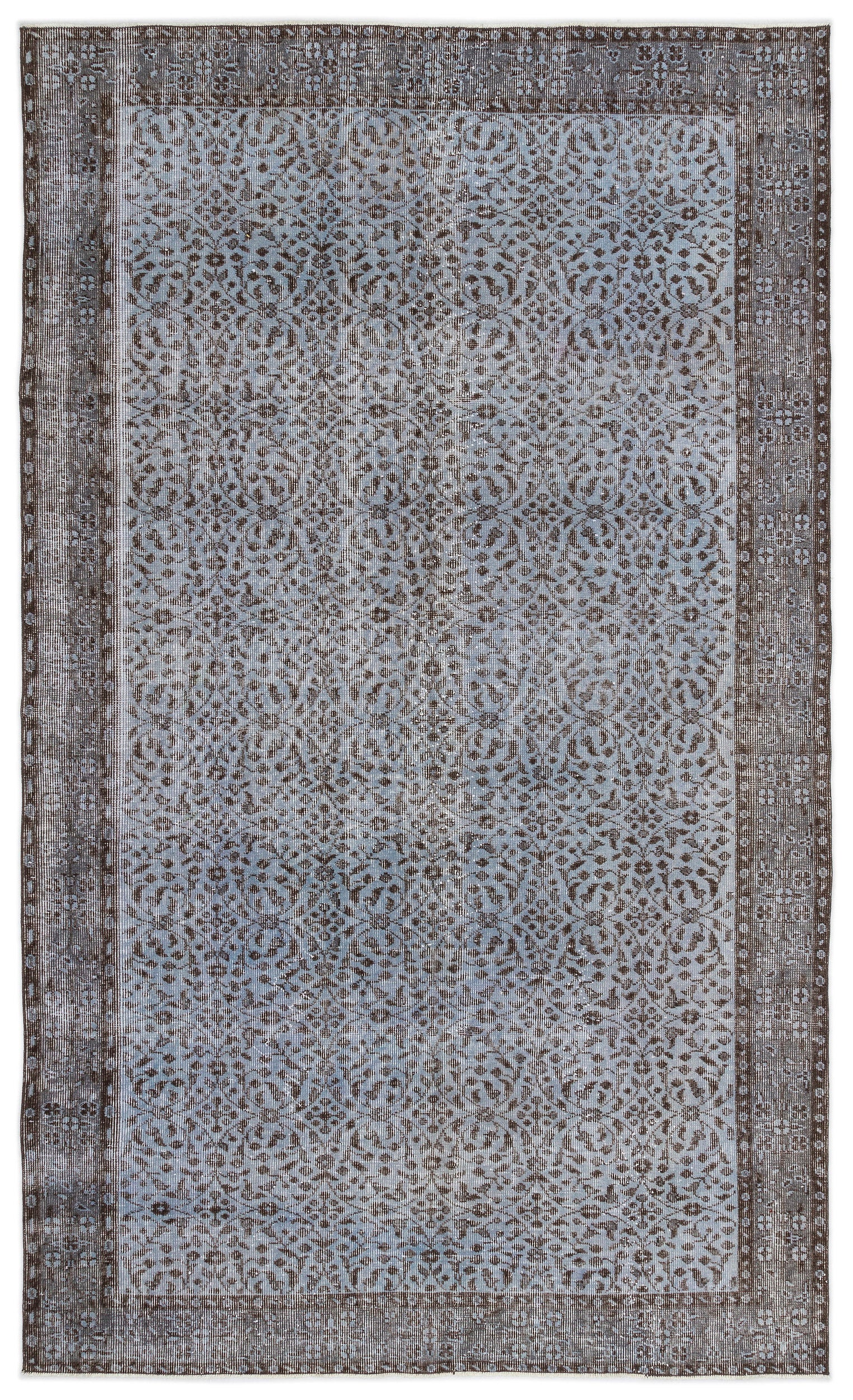 Blue Over Dyed Vintage Rug 5'5'' x 9'1'' ft 165 x 276 cm