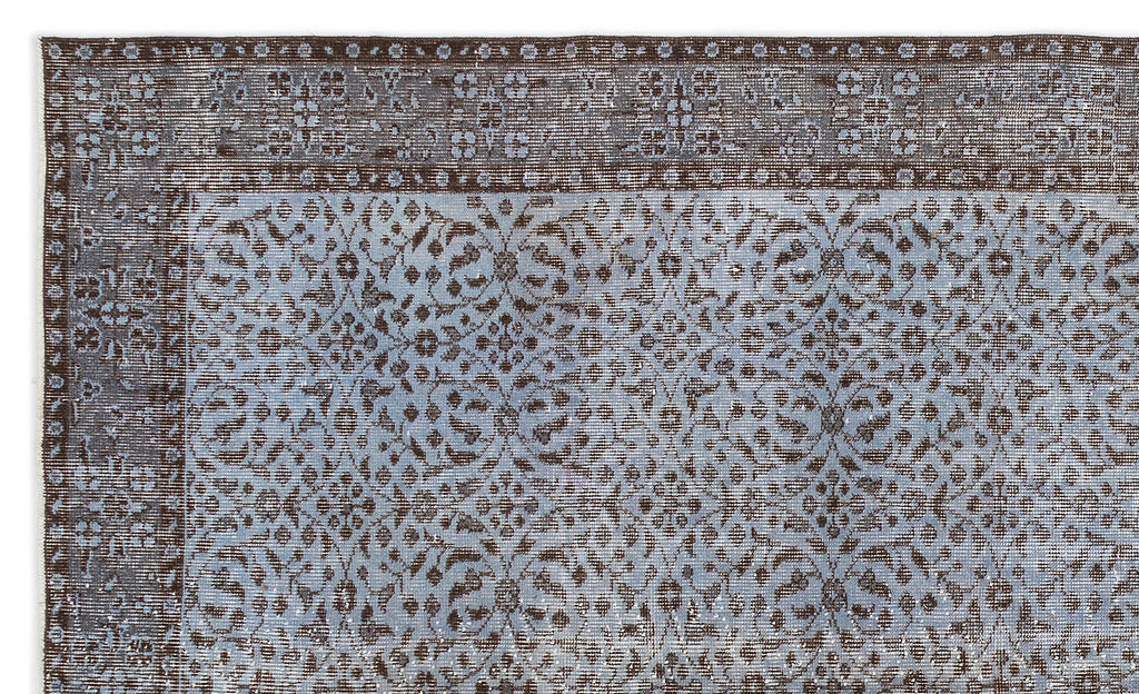 Blue Over Dyed Vintage Rug 5'5'' x 9'1'' ft 165 x 276 cm