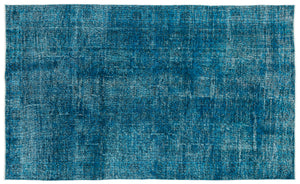 Turquoise  Over Dyed Vintage Rug 6'0'' x 9'12'' ft 183 x 304 cm