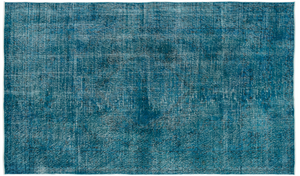 Turquoise Over Dyed Vintage Rug 5'11'' x 9'10'' ft 180 x 300 cm