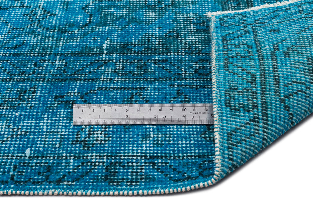 Turquoise  Over Dyed Vintage Rug 5'7'' x 9'7'' ft 169 x 292 cm