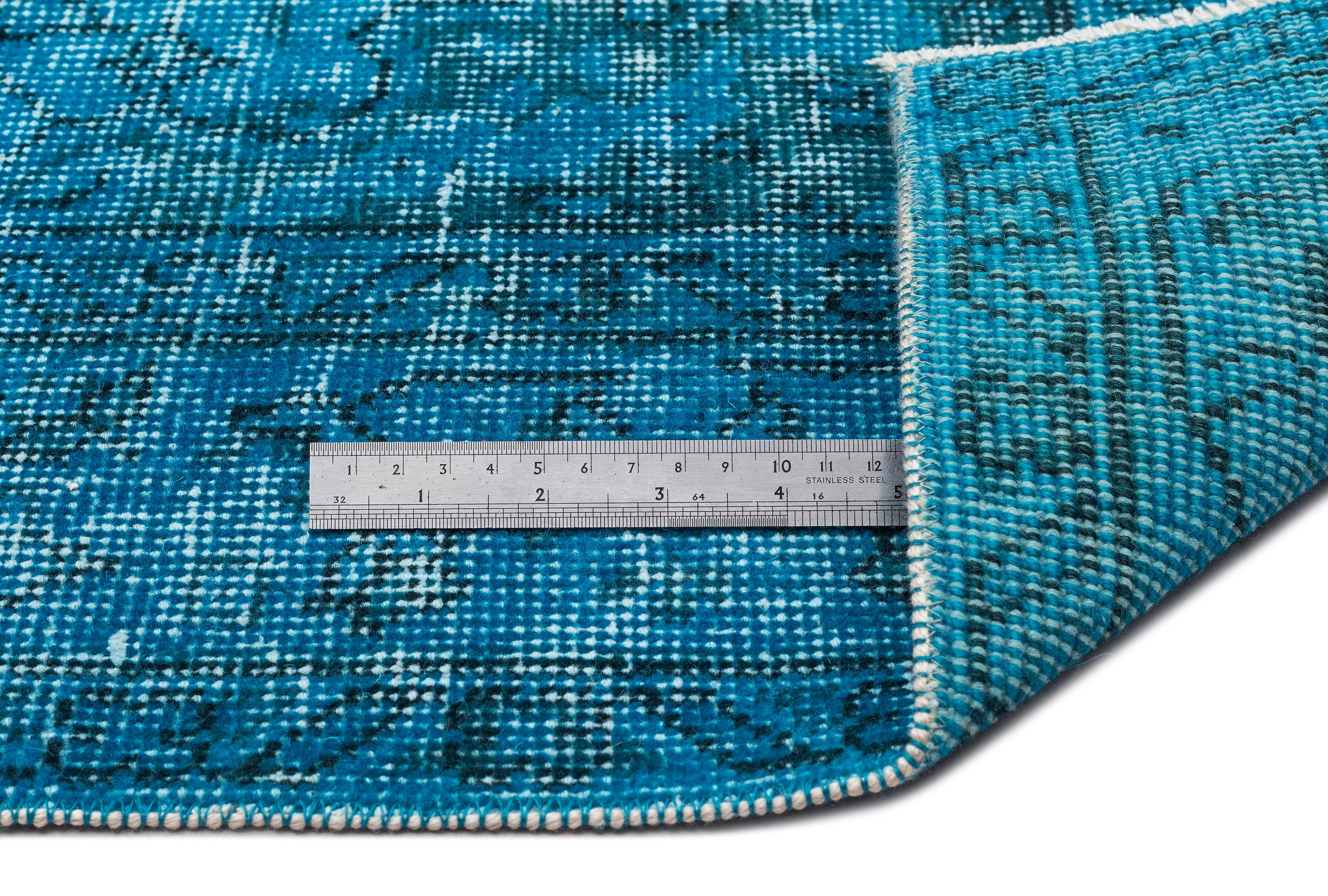 Turquoise  Over Dyed Vintage Rug 5'7'' x 9'7'' ft 169 x 292 cm