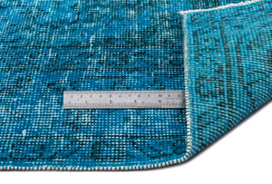 Turquoise  Over Dyed Vintage Rug 5'7'' x 9'7'' ft 169 x 292 cm