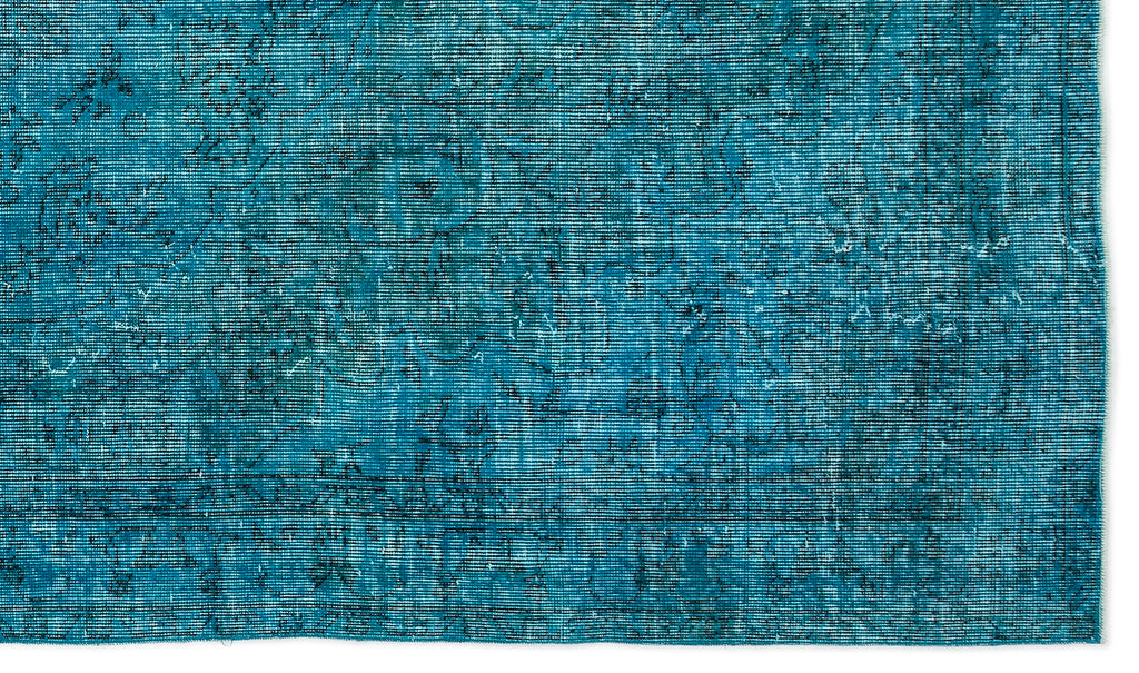 Turquoise  Over Dyed Vintage Rug 5'7'' x 9'7'' ft 169 x 292 cm