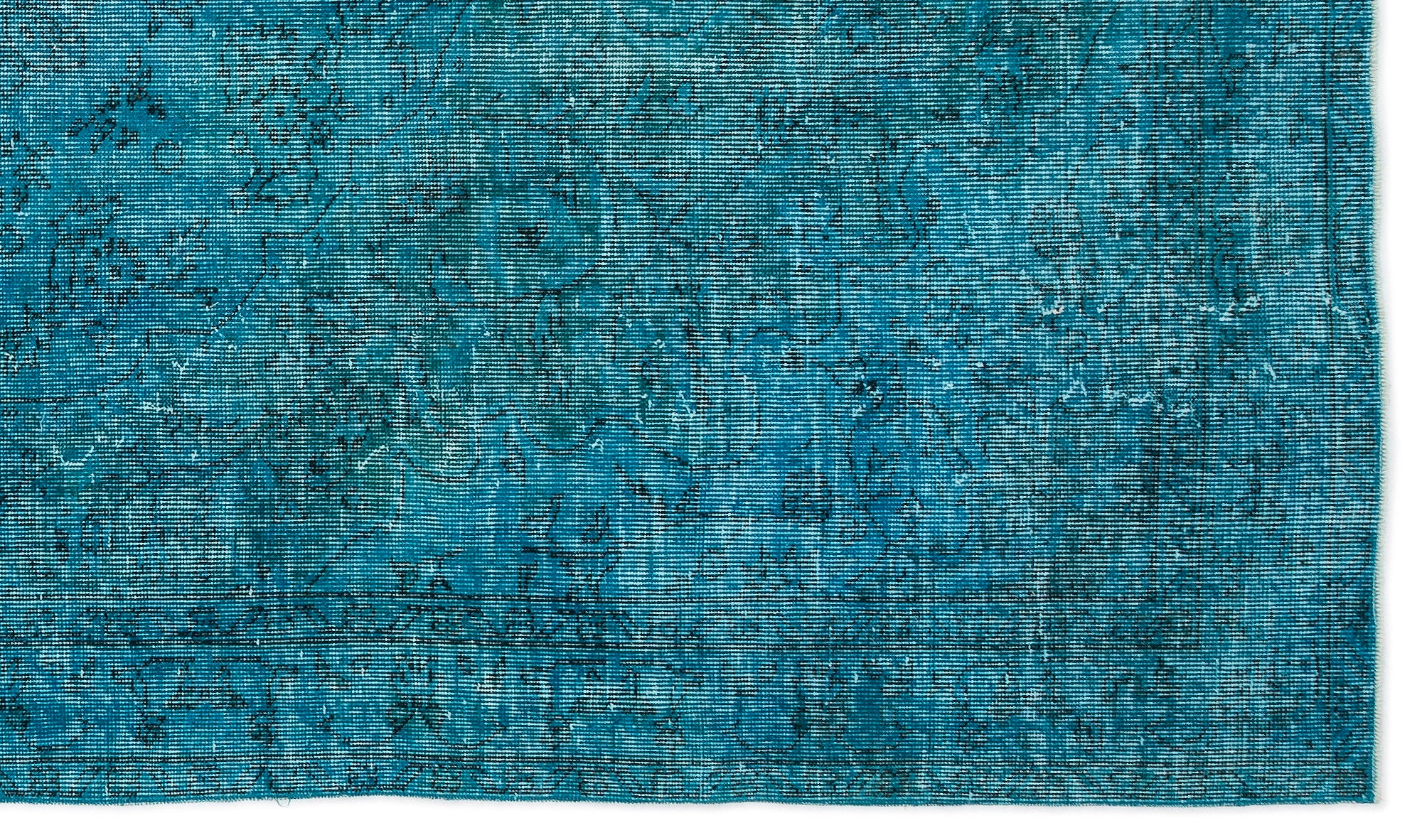 Turquoise  Over Dyed Vintage Rug 5'7'' x 9'7'' ft 169 x 292 cm