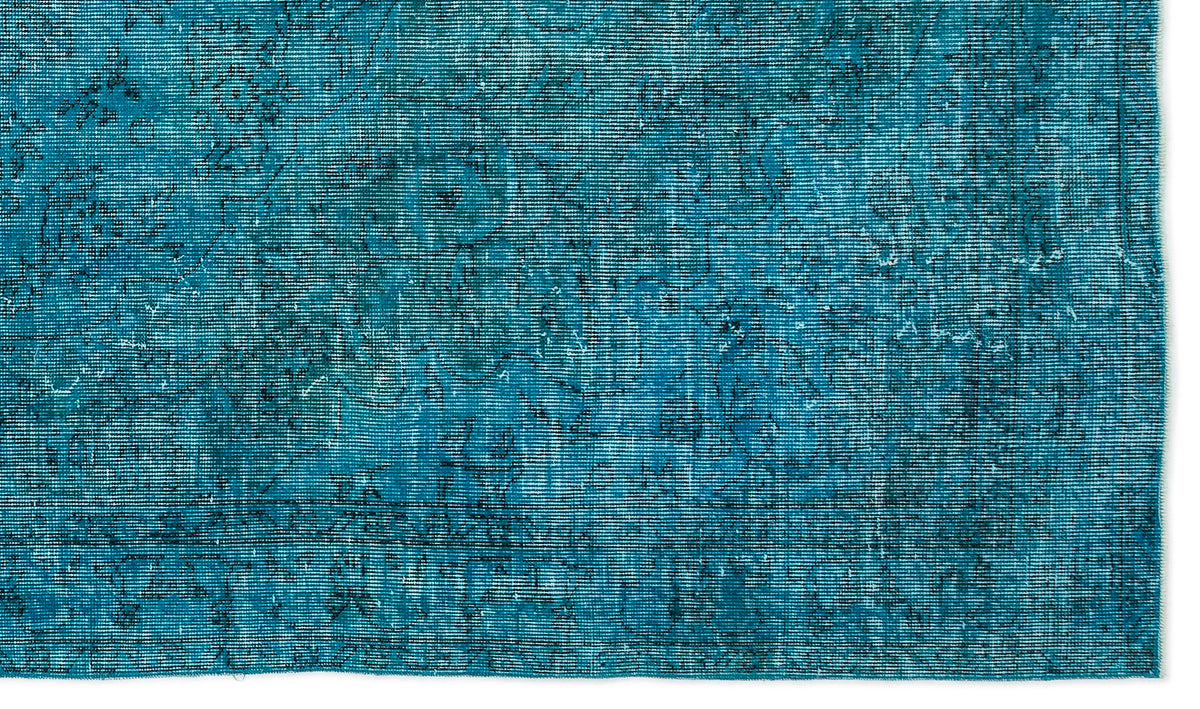 Turquoise  Over Dyed Vintage Rug 5&#39;7&#39;&#39; x 9&#39;7&#39;&#39; ft 169 x 292 cm