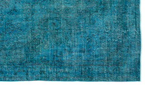 Turquoise  Over Dyed Vintage Rug 5'7'' x 9'7'' ft 169 x 292 cm