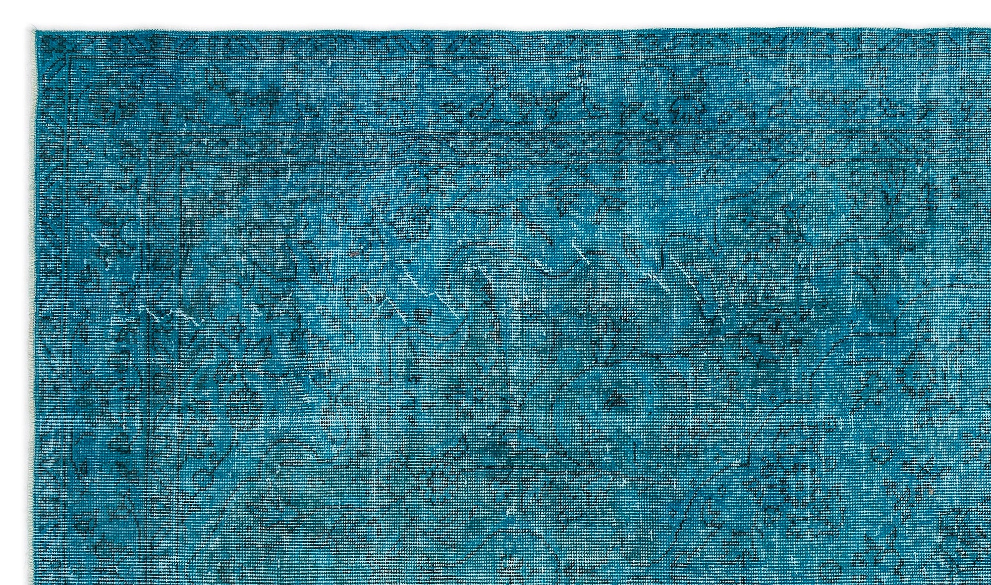 Turquoise  Over Dyed Vintage Rug 5'7'' x 9'7'' ft 169 x 292 cm