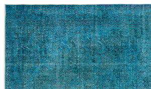 Turquoise  Over Dyed Vintage Rug 5'7'' x 9'7'' ft 169 x 292 cm