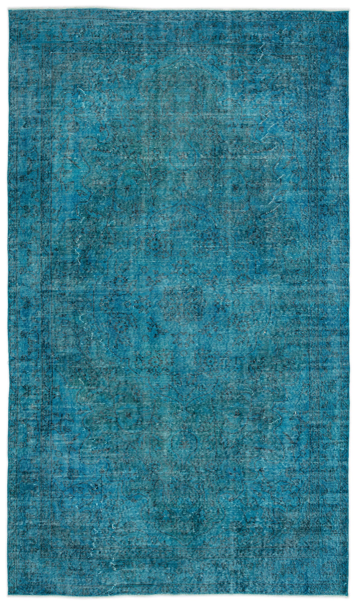 Turquoise  Over Dyed Vintage Rug 5&#39;7&#39;&#39; x 9&#39;7&#39;&#39; ft 169 x 292 cm