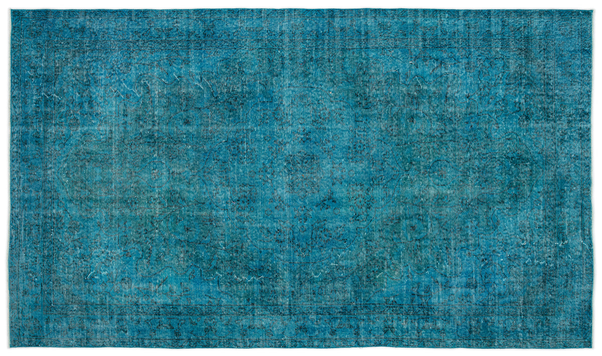 Turquoise  Over Dyed Vintage Rug 5&#39;7&#39;&#39; x 9&#39;7&#39;&#39; ft 169 x 292 cm
