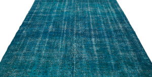 Turquoise  Over Dyed Vintage Rug 6'4'' x 9'12'' ft 192 x 304 cm