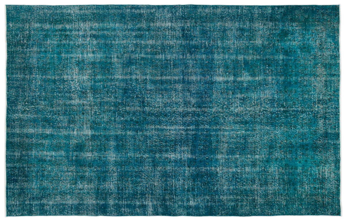 Turquoise  Over Dyed Vintage Rug 6&#39;4&#39;&#39; x 9&#39;12&#39;&#39; ft 192 x 304 cm