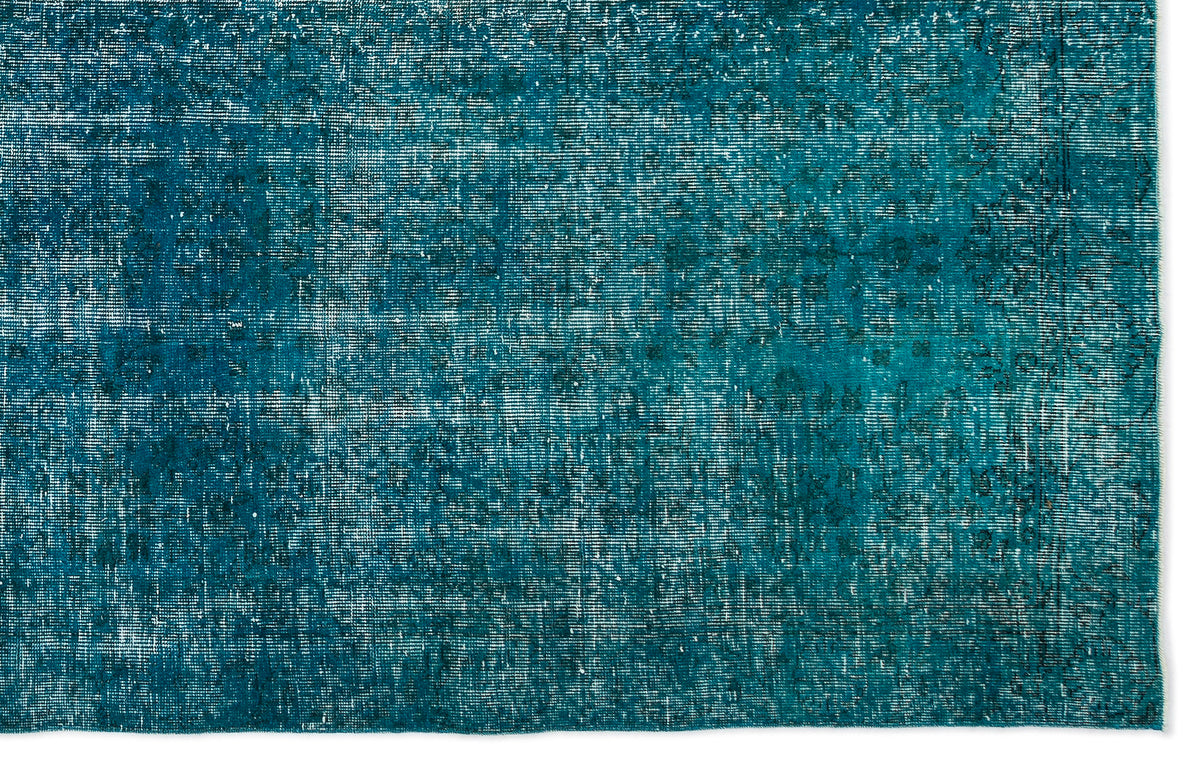 Turquoise  Over Dyed Vintage Rug 6&#39;4&#39;&#39; x 9&#39;12&#39;&#39; ft 192 x 304 cm