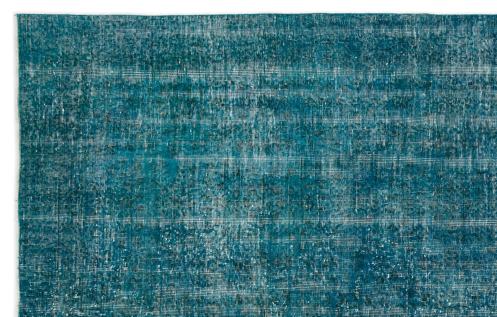 Turquoise  Over Dyed Vintage Rug 6'4'' x 9'12'' ft 192 x 304 cm