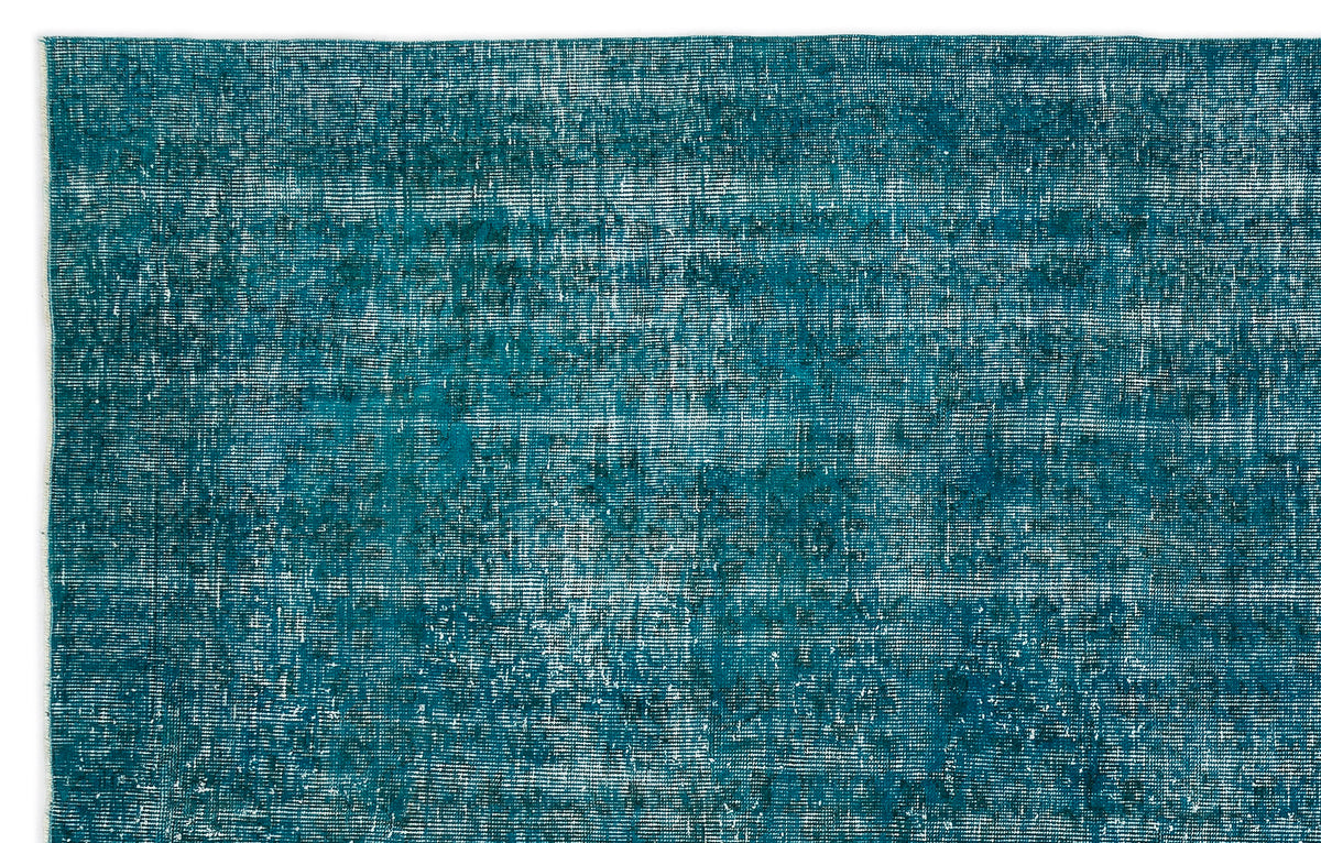 Turquoise  Over Dyed Vintage Rug 6&#39;4&#39;&#39; x 9&#39;12&#39;&#39; ft 192 x 304 cm