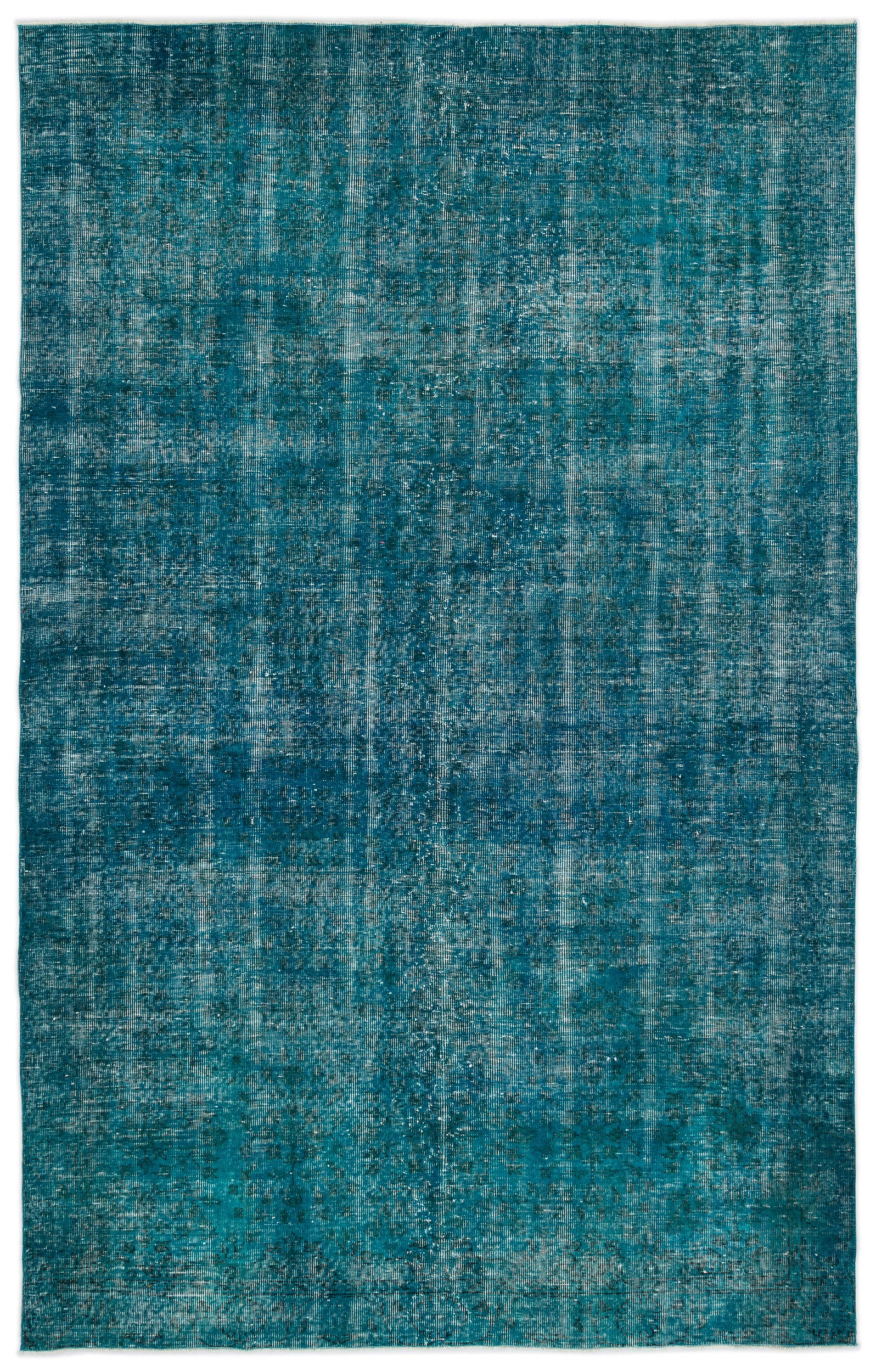 Turquoise  Over Dyed Vintage Rug 6'4'' x 9'12'' ft 192 x 304 cm