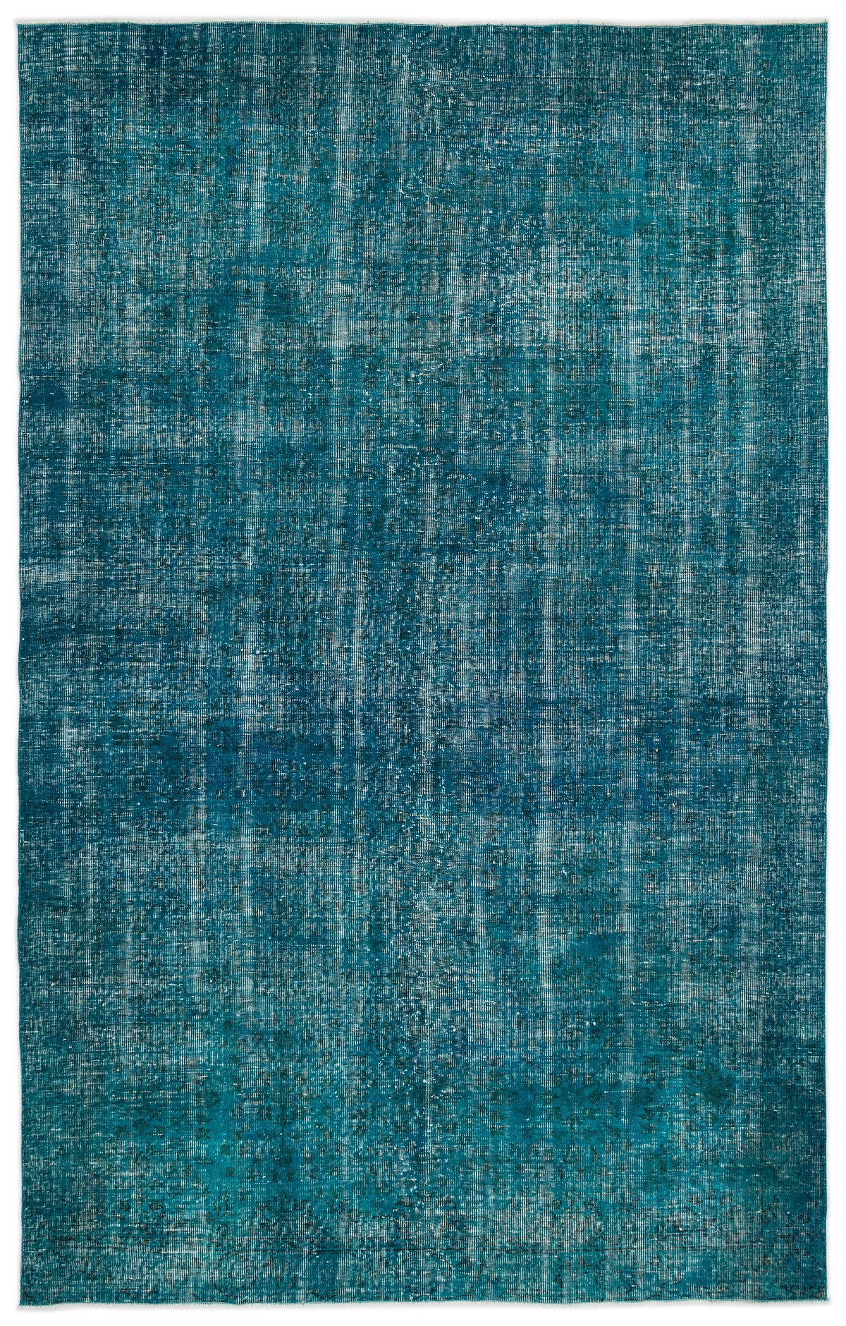 Turquoise  Over Dyed Vintage Rug 6&#39;4&#39;&#39; x 9&#39;12&#39;&#39; ft 192 x 304 cm